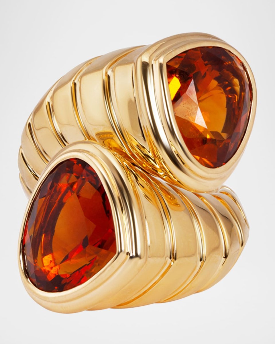 Toi & Moi 18K Yellow Gold Pear-Cut Madeira Citrine Ring, Size